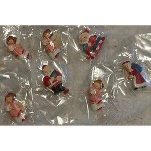 Lot of 7 Santa & Angels Christmas Holiday Decorative Crafts 1.25-1.5" Height